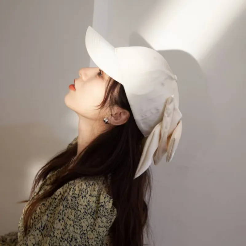 Фото Gorra deyarisbol satinada para mujer, горро con lazo черная оригинальная, Visera de ocio, вставка отправляется Fisk №2
