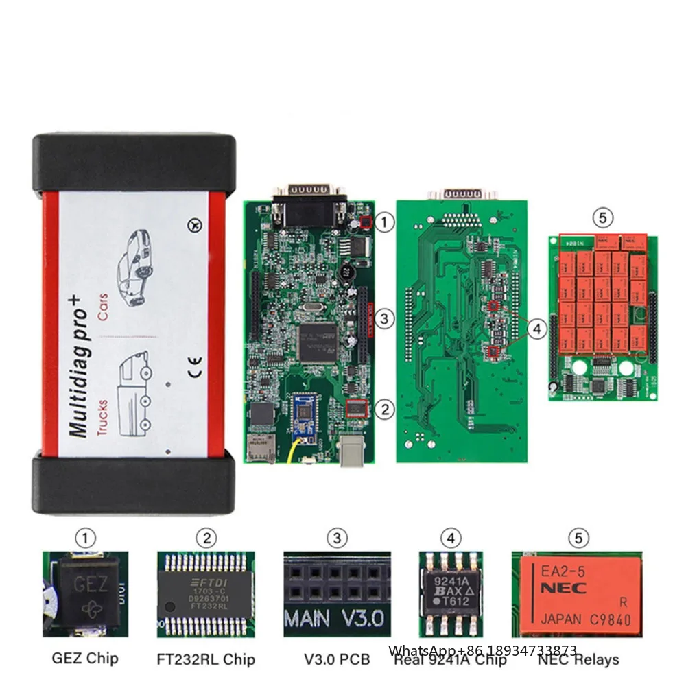 Multidiag Pro Plus Bluetooth 2021 + V3 New Vci с реле NEC 9241A для автомобиля, грузовика, сканер ODB2, диагностический инструмент Ds150 Autotcom