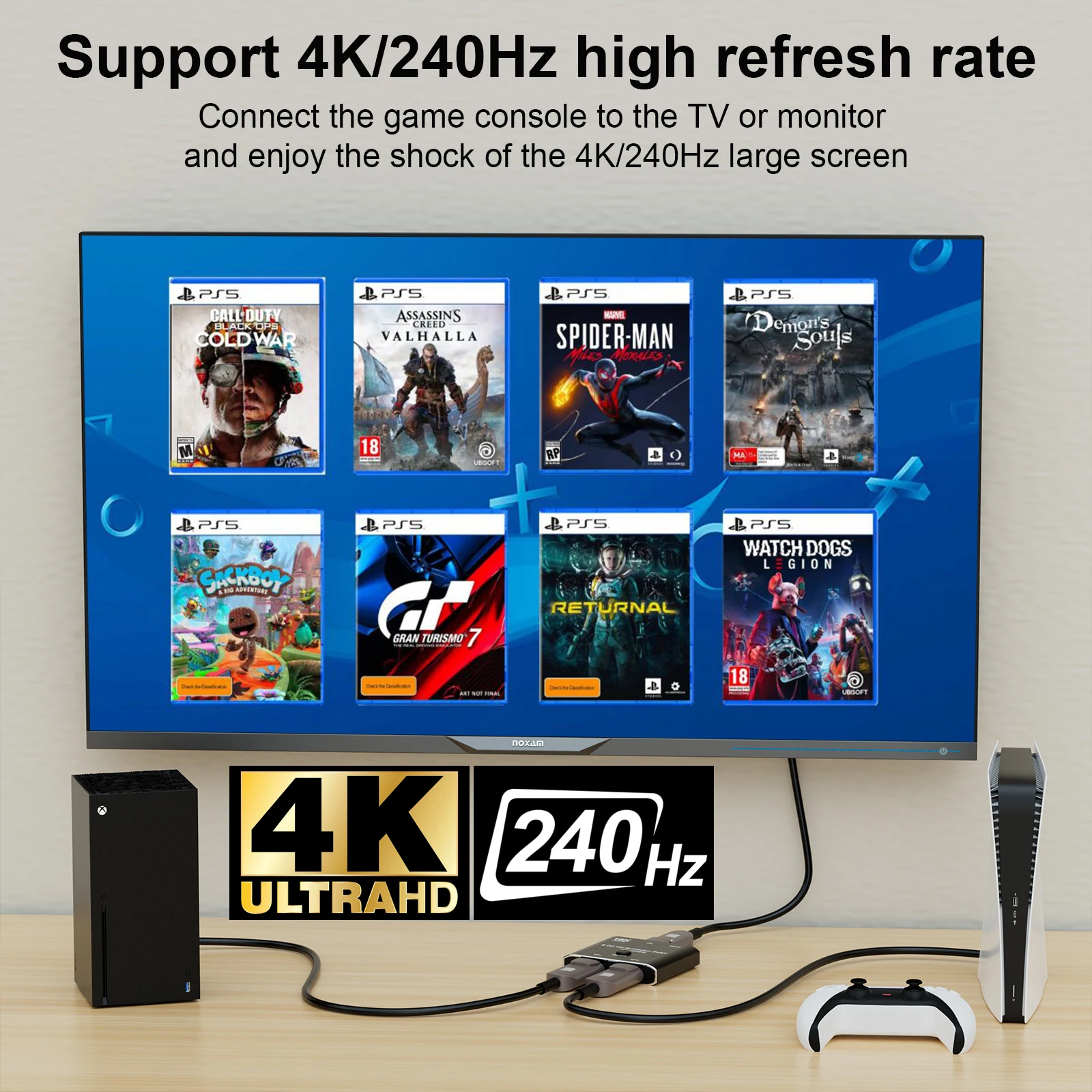 Фото DP DisplayPort 2.0 Двунаправленный переключатель 2x1 Разветвитель Селектор-концентратор Поддержка HDCP SST Расширенный преобразователь 16K@60 Гц 4K@240 Гц №3