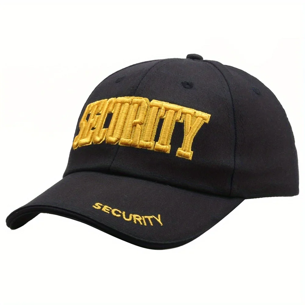 Фото Уличная мода, трендовая бейсболка, весенне-осенняя бейсболка SECURITY, вышивка букв, Casquette, уличная туристическая солнцезащитная кепка для папы, шляпа №2