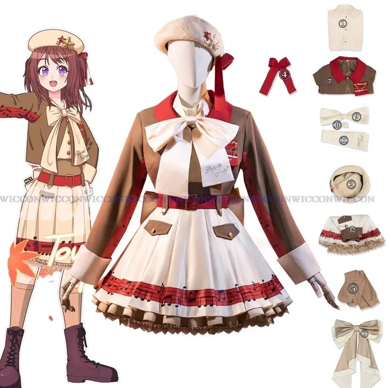 Аниме BanG Dream! Poppin'Party Юбка принцессы Toyama Kasumi Косплей Костюм Лолита Платье Парик Женщина Kawaii Милые Рождественские Костюмы; 3