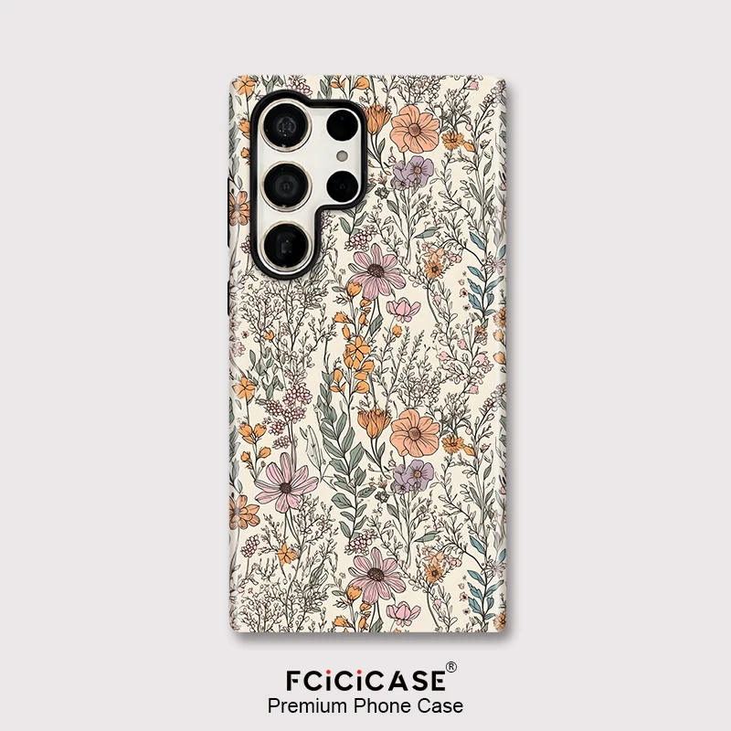 Винтажный чехол с цветочным рисунком для Samsung Galaxy S24 Plus S23 Ultra S20 FE S 24, роскошный защитный противоударный двухслойный чехол для ПК