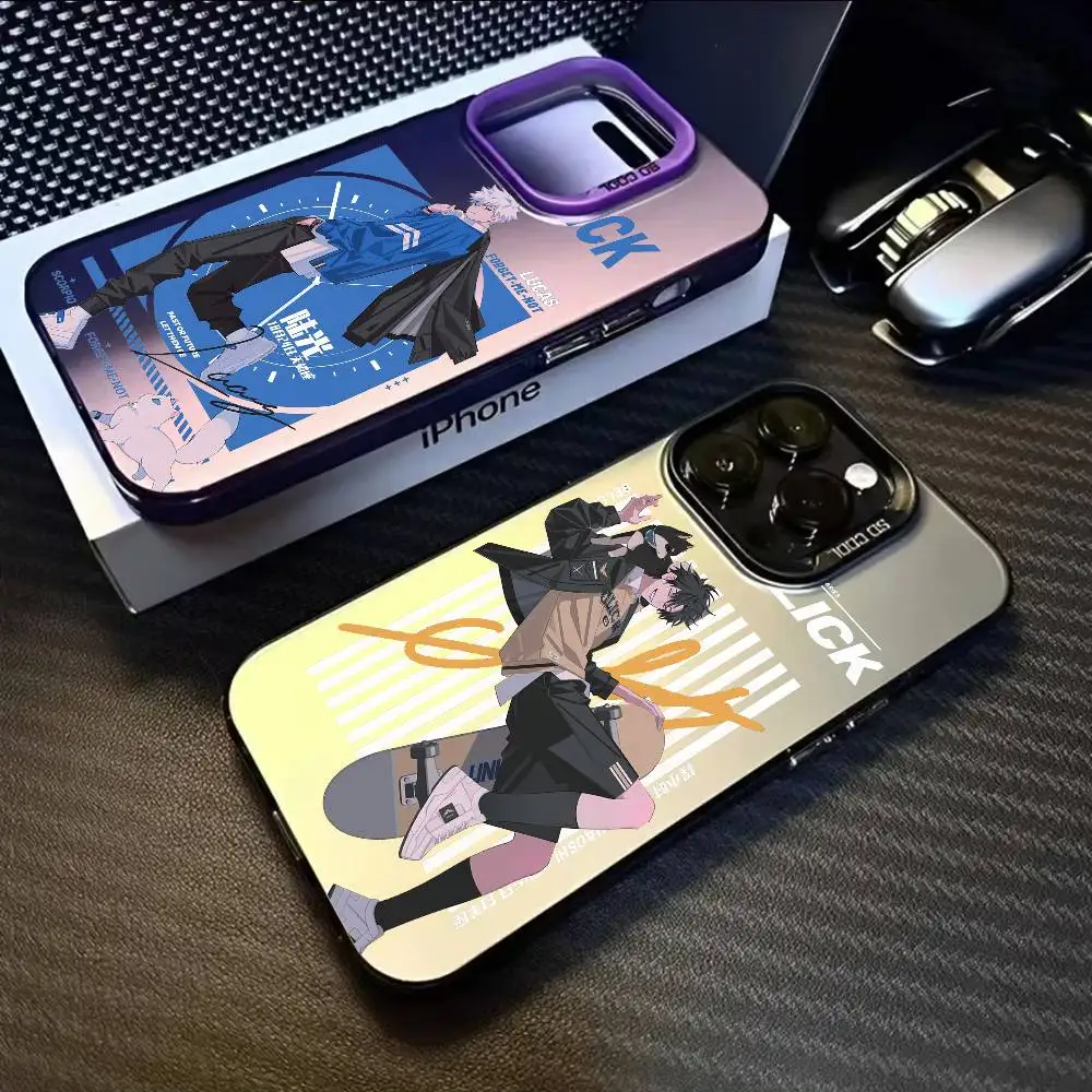 Чехол L-LINK CLICKs Luguang для телефона IPhone 16, 15, 14, 13, 12, 11 Pro Max, черный, матовый, многоцветный, лазерный, металлик, Aurora Funda