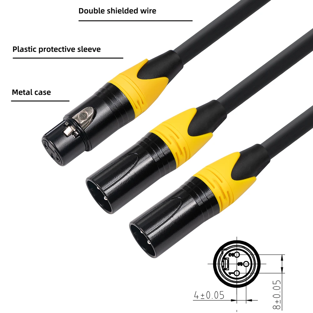 Фото Сплиттер XLR, 3 контакта, гнездо XLR, двойной штекер XLR, Y-разветвитель, сбалансированный микрофонный кабель, 3 фута, 100 см, инструменты, магнитный ... №4