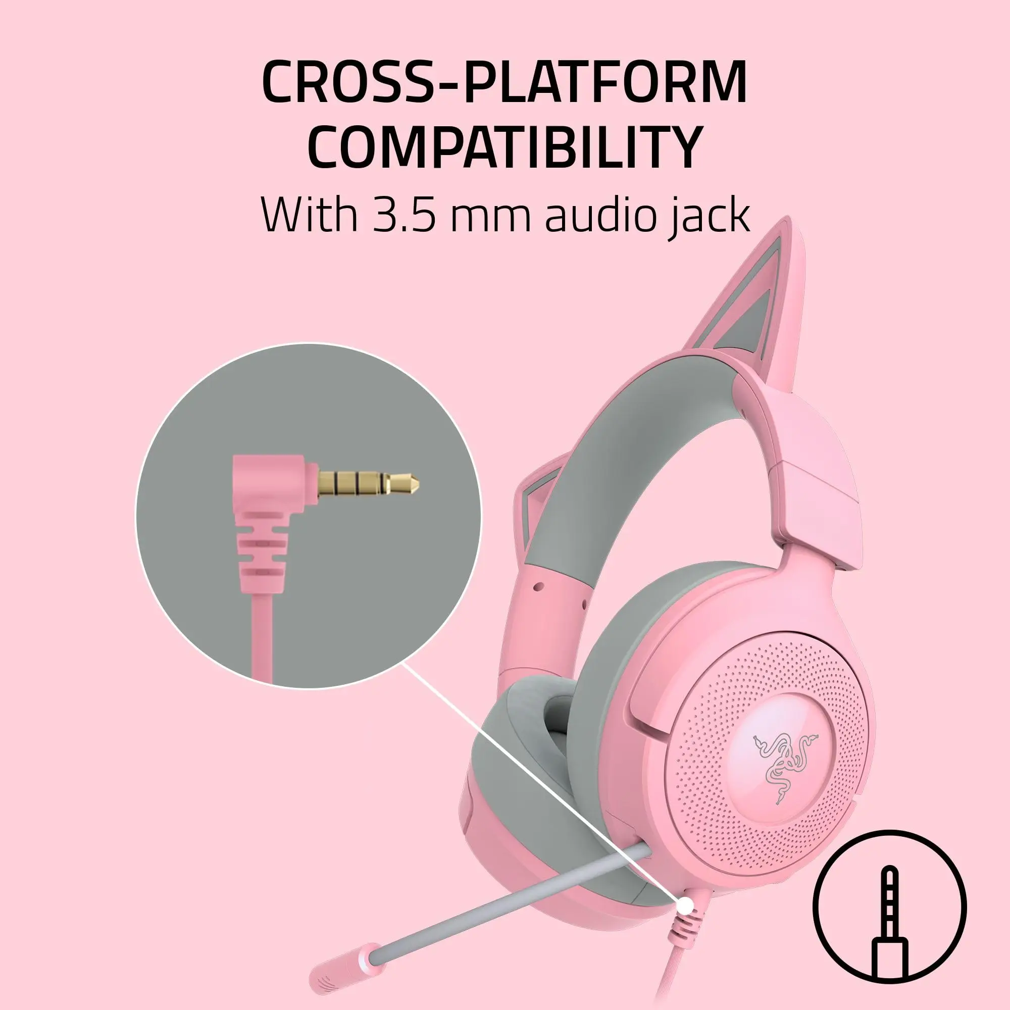 100% оригинальные проводные игровые наушники Razer Kraken Kitty V3 X, гиперпрозрачный кардиоидный микрофон, драйверы 40 мм, 7.1, объемный звук для ПК, PS5 (art.: 3920d1befb2a9) - 3920d1befb2a9