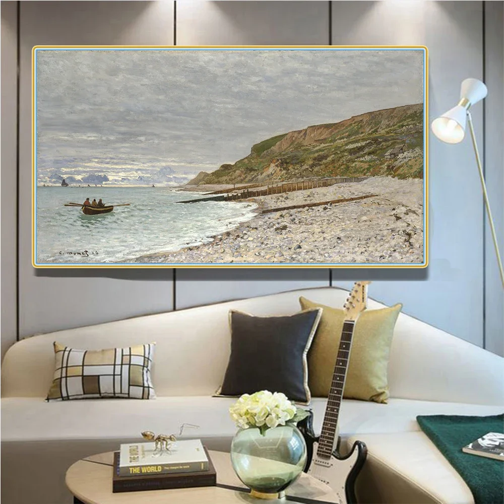 Фото Цитон Клод Моне 《La Pointe de la Heve》холст Картина маслом Известный произведение искусства Плакат Картина Современный Настенный Декор Украшение Дома №3