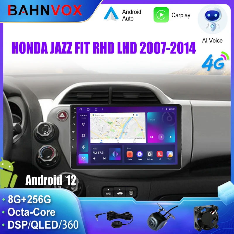 10,1-дюймовый автомобильный радиоприемник Android 12.0 для HONDA JAZZ FIT RHD LHD 2007-2014 GPS-навигация Мультимедийный плеер Carplay Стерео головное устройство