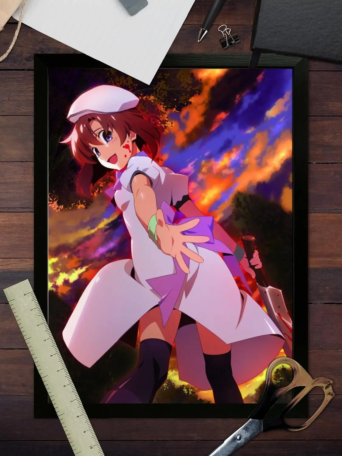 Фото Higurashi no naku koro ni Холст Художественный постер, Настенное искусство, Картинный принт, Современная семья, Декор спальни, Плакаты, Декоративная живопись №3
