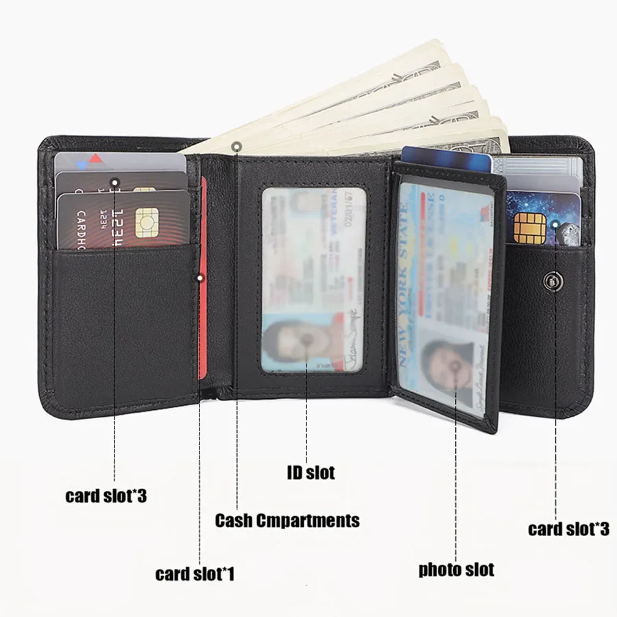 Фото Мужские кошельки, кошелек для монет, кредитный телефон, RFID 100%, кошельки из натуральной кожи для мужчин №4