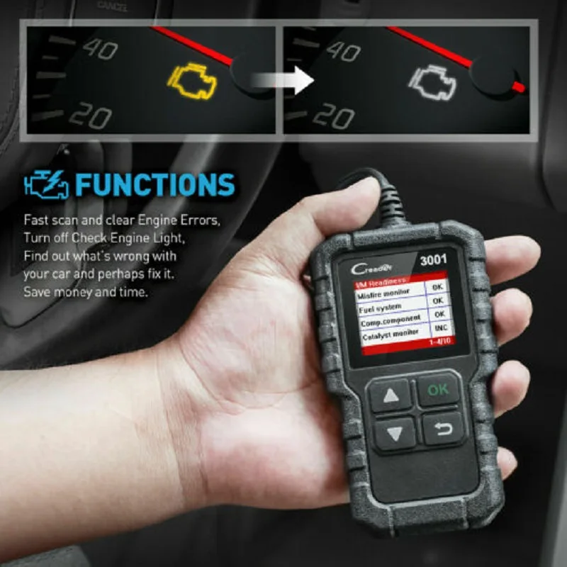 Оригинальный сканер кодов Creader 3001 OBDII / EOBD диагностический инструмент O2 Датчик