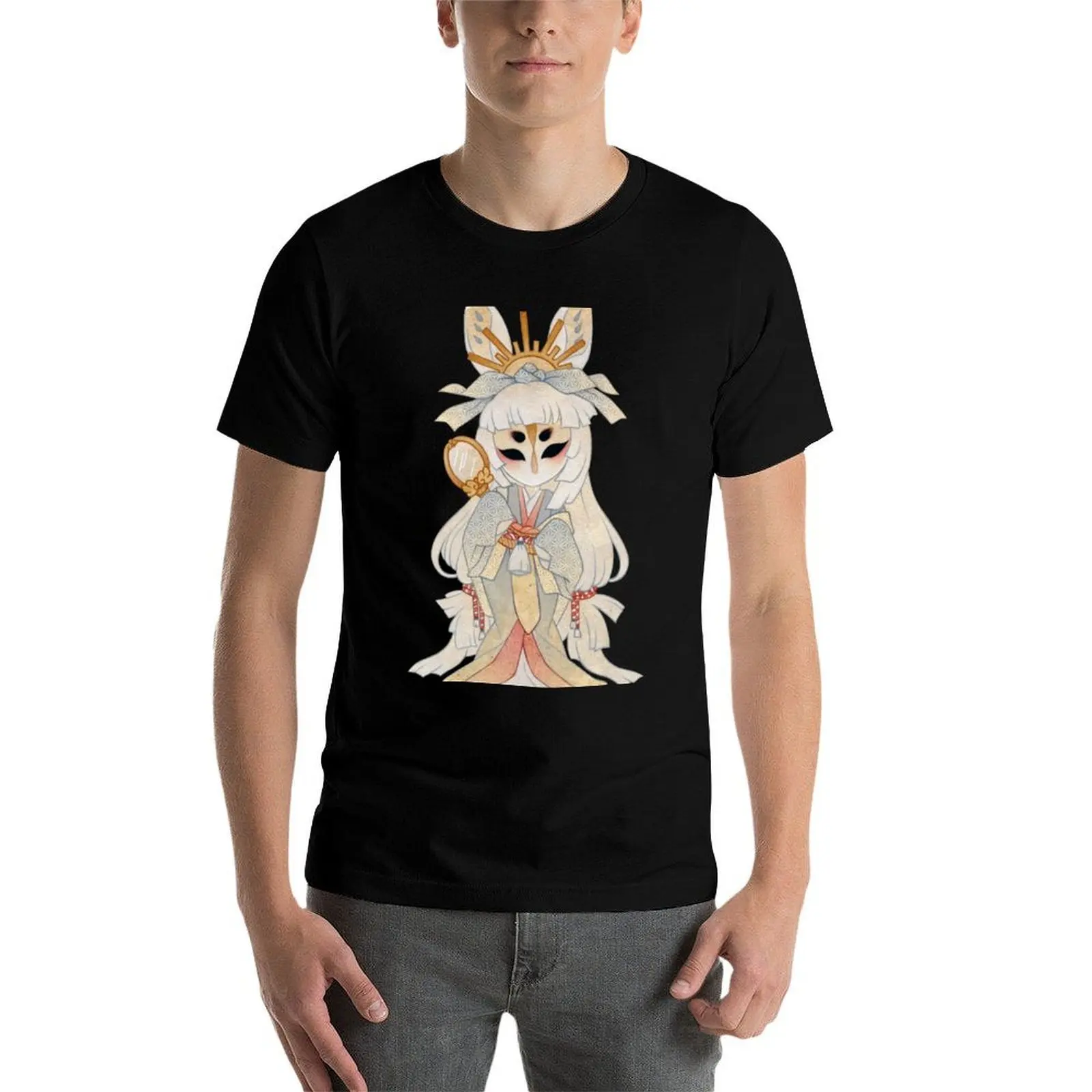 Фото Hoshi no Usagi - Moon Rabbit TeaKitsune T-Shirt graphic t shirts for man t shirt for man T-Shirt №4