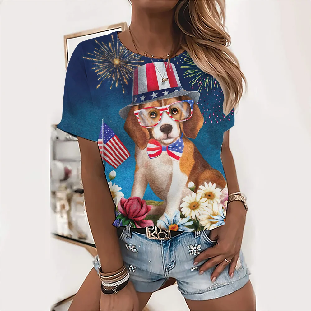 Женские топы с милыми собаками из США, футболка на день отдыха с надписью Love Dog, модная футболка с принтом животных, Женская милая футболка, летняя повседневная одежда с круглым вырезом (art.: 3920c245b56f4) - 3920c245b56f4