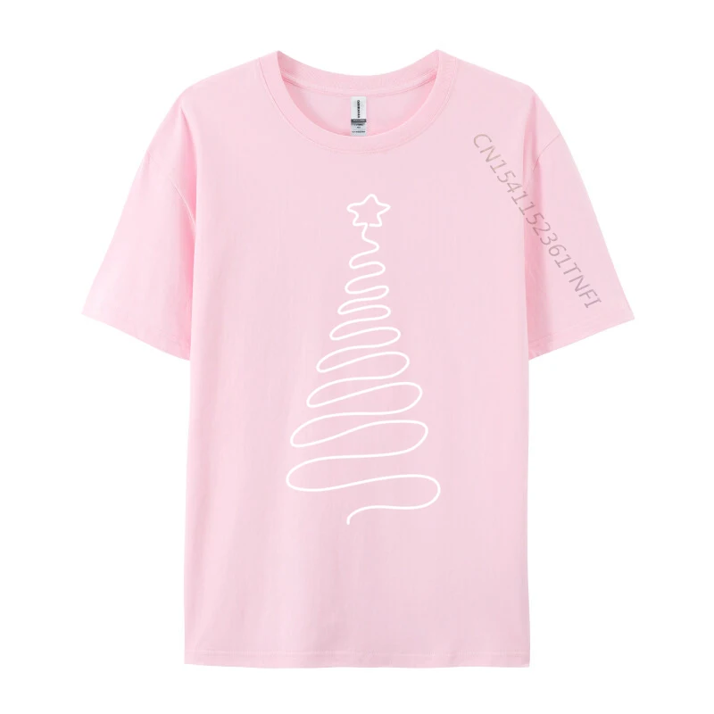 Фото Christmas Tree Handmade Winter Line Art Family Holiday T Shirts Men Harajuku T Shirt Cotton Oversized Unique Tees Tops №4