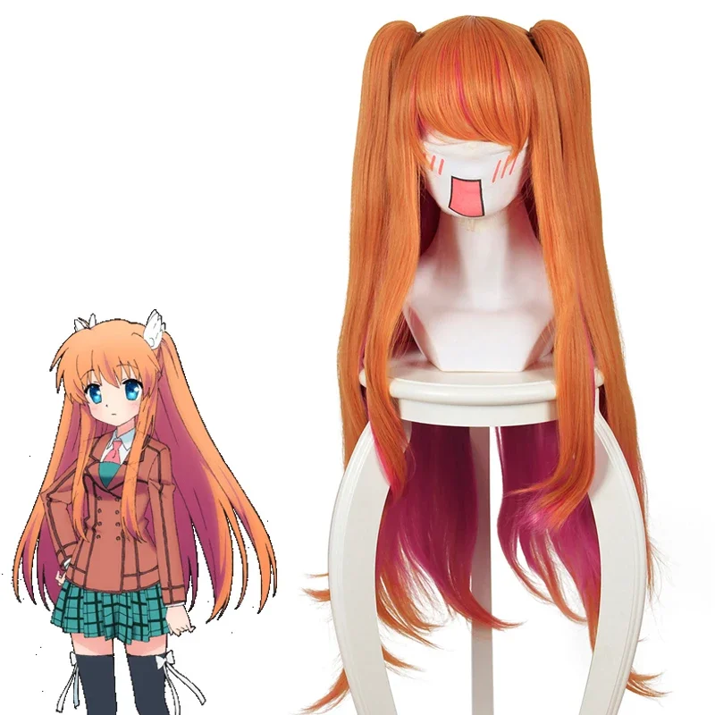 Перепишите Ohtori Chihaya 100 см длинный прямой оранжевый фиолетовый смешанный синтетический парик для косплея + шапочка для парика