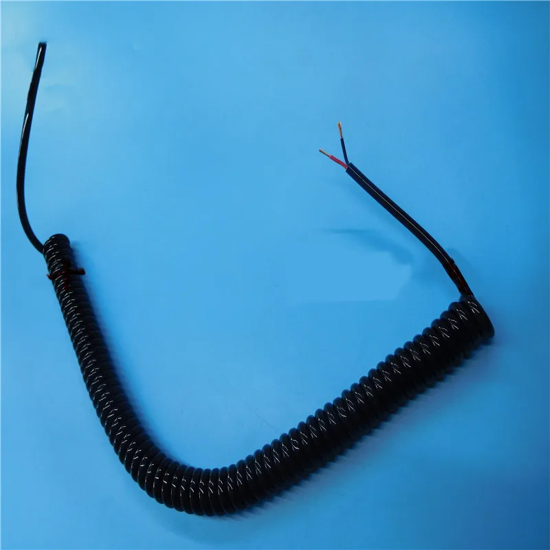 ПУ пружинный кабель, 2 ядра, 22 awg, растягивающийся 1, 2, 3, 4, 5, 6, 7, 8, 9, 10 метров, спиральный телескопический провод