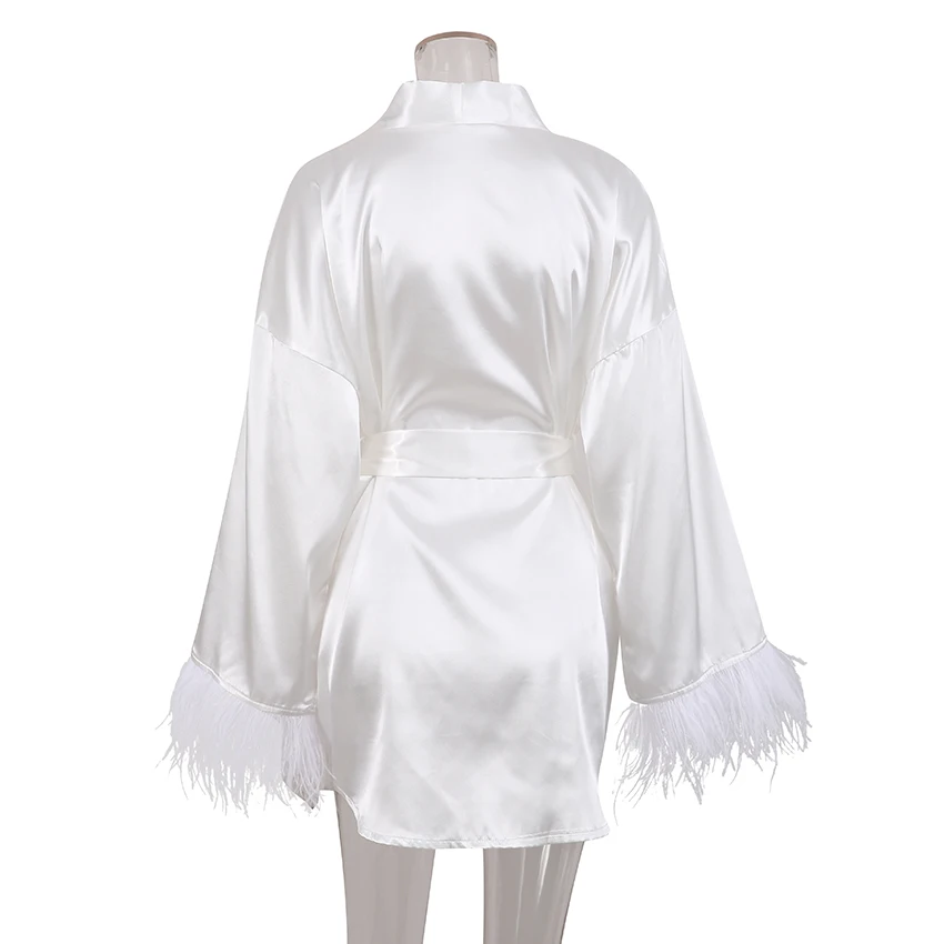 Фото Veer Badjassen Satin Sexy Mini Jurk Lange Mouwen Losse Gowns для женщин и XXX Torino Witte Trouwjurk Zwart Bruid Jurken №5