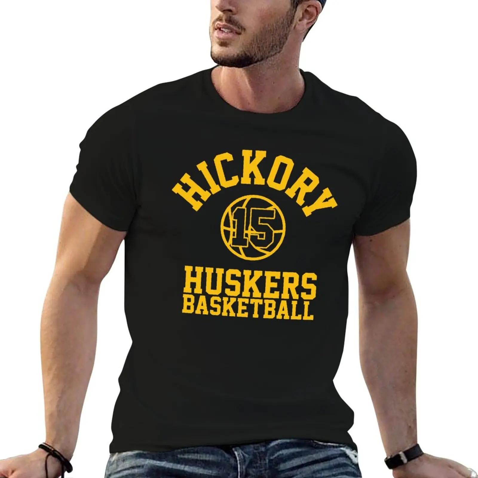 Фото Баскетбольная футболка Jimmy Chitwood Hickory Huskers, забавные футболки, хлопковая мужская футболка, хлопковая футболка №4