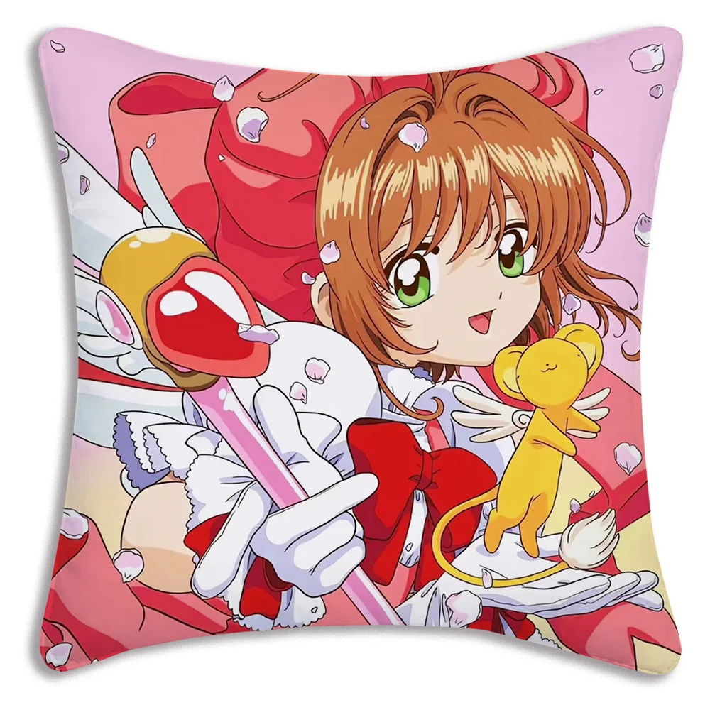 Фото kawaii Card Captor Pillow Covers Cartoon Sofa Decorative Home Double-sided Printing Short Plush Cute Cushion Cover №5