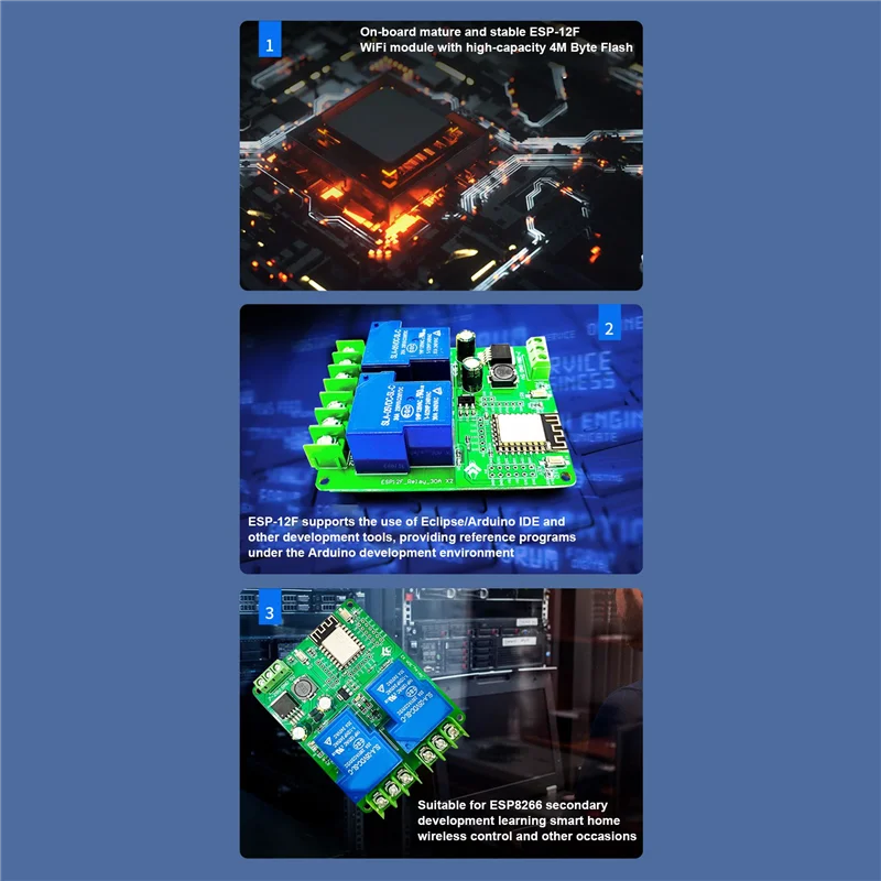 Фото DC7-28/5V источник питания ESP8266 макетная плата WiFi двухсторонний 30A релейный модуль ESP-12F макетная плата №5