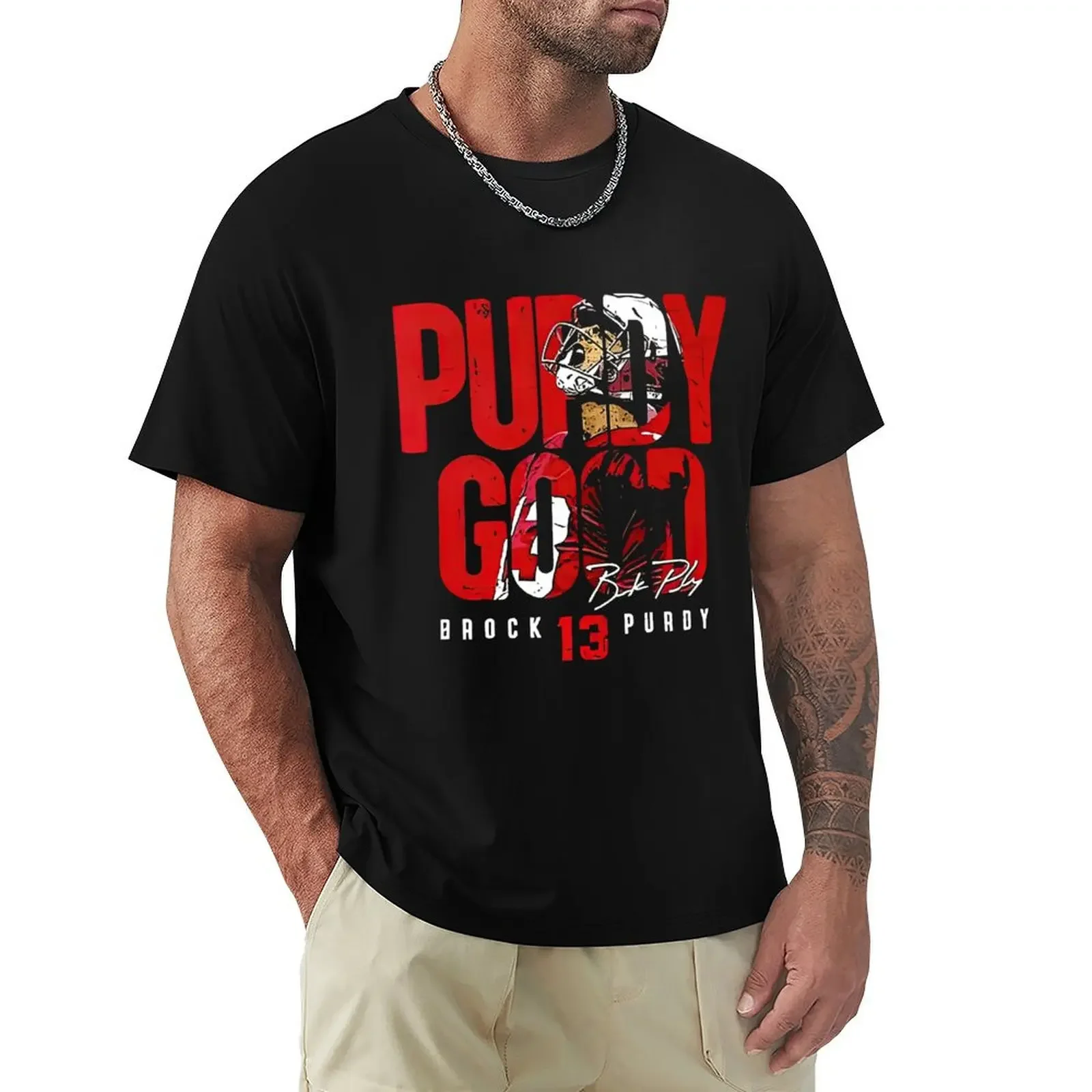Мужская хлопковая футболка с графическим принтом brock purdy football 49ers