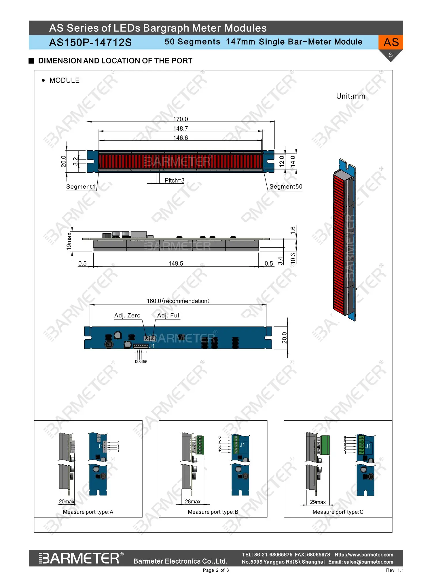 Фото 50seg Φ Bargraph Display Module, источник питания DC24V, вход 0-5V, зеленый №5