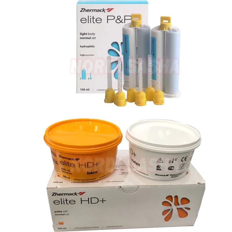 Материал для оттисков зубов, силиконовый гидрофильный альгинат Zhermack Elite HD Putty, мягкая силиконовая основа A и легкий корпус, обычный комплект
