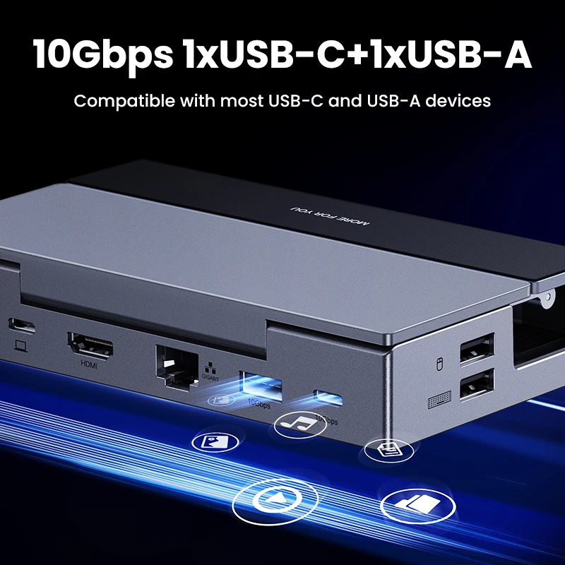 Фото UGREEN Паровая док-станция 4K60Hz 9 портов RJ45 PD100W USB C HUB совместимая с паровым палубом ROG Ally LEGION Go iPhone 15 Pro/Pro Max №3