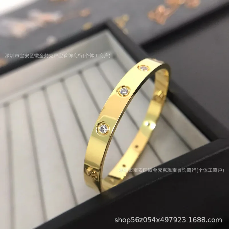Фото Браслет VGold с широкими десятью бриллиантамиCNCSeiko, отвертка, высокая версия, пряжка, звездный браслет, серия браслетов для ногтей №4