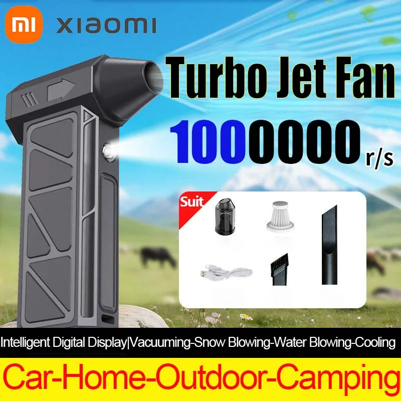 Электрический турбореактивный вентилятор Xiaomi, 1000000 об/мин, бесщеточный двигатель, турбо-сильный вентилятор, перезаряжаемый через USB, мощный пылесборник, 8000 мАч