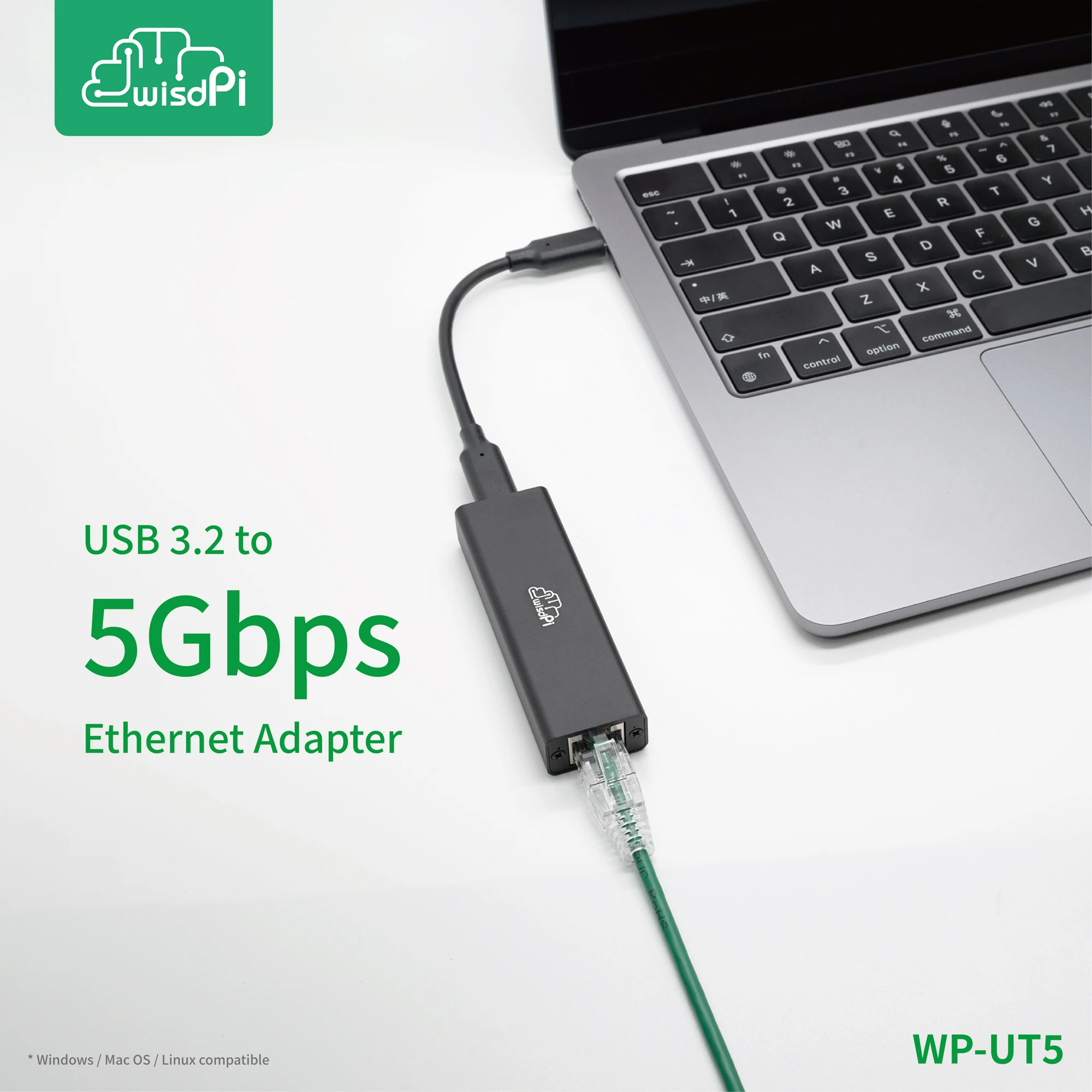 WisdPi USB 3.2 5 Гбит/с Проводной Ethernet-адаптер Base-T (WP-UT5) Realtek RTL8157 Сетевое подключение проводной локальной сети 5G, 2,5G, 1G, 100 Мбит/с