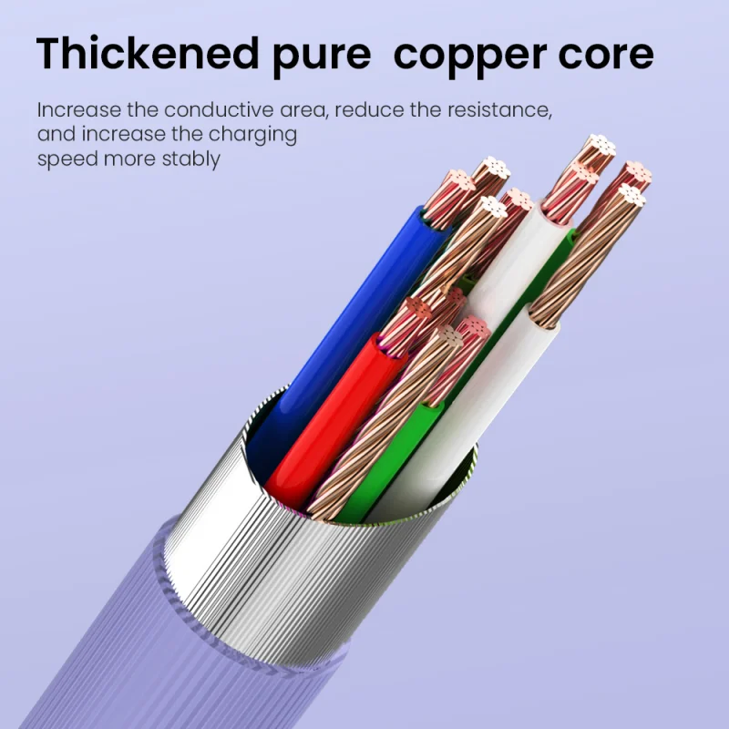 Фото Кабель для передачи данных 6A Usb Type-C, Сверхбыстрый зарядный кабель с одним сопротивлением, два силиконовых кабеля для передачи данных для Huawei, Samsung, Xiaomi, Micro Usb + Type-C №5