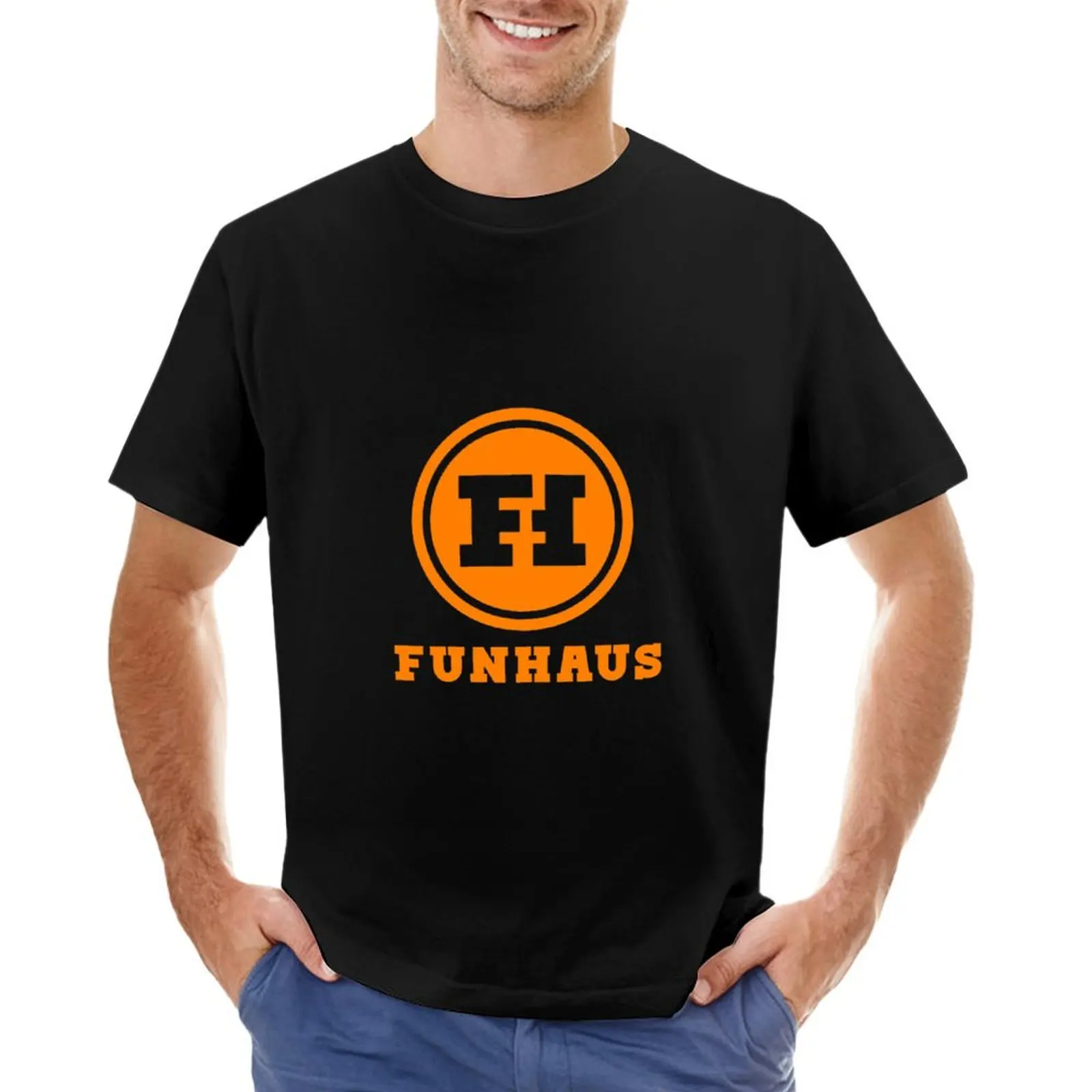Футболка Funhaus с логотипом для мальчиков, белая футболка с графическим рисунком, новая версия, футболка с графическим рисунком, винтажная Мужская футболка высокого качества