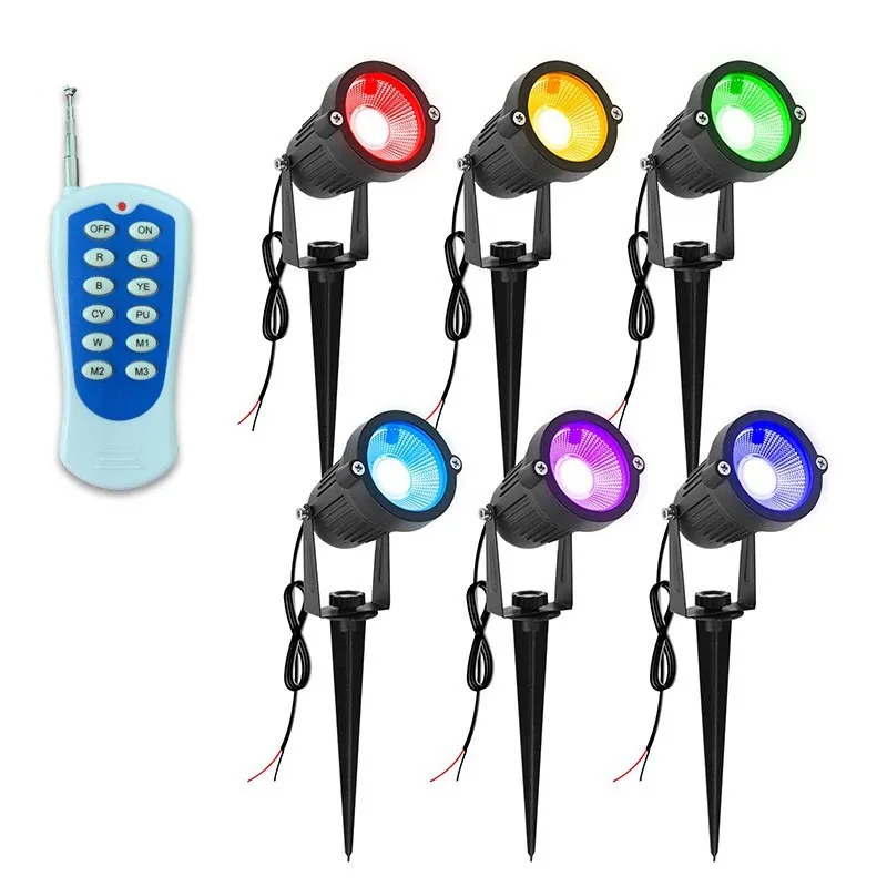 Беспроводной пульт дистанционного управления RGB светодиодный садовый светильник, кабель, бесплатные газонные лампы, водонепроницаемые украшения сада, 220 В, 12 В, 24 В, ландшафтный светильник, IP65