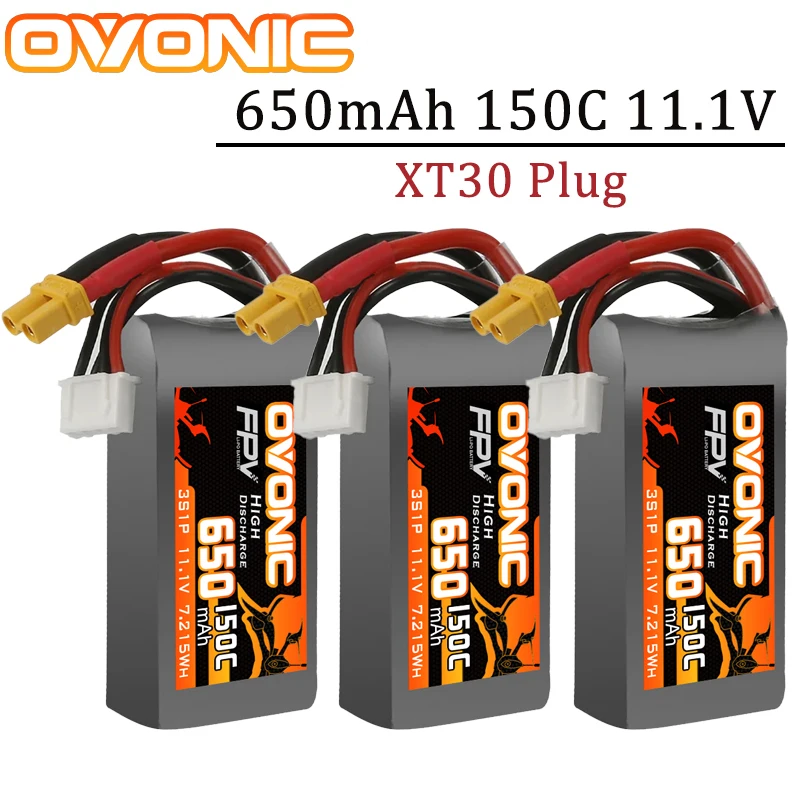 Литий-полимерный аккумулятор OVONIC 650 мАч 150C 11,1 В для радиоуправляемого вертолета квадрокоптера FPV гоночного дрона Запчасти 3S аккумулятор с разъемом XT30