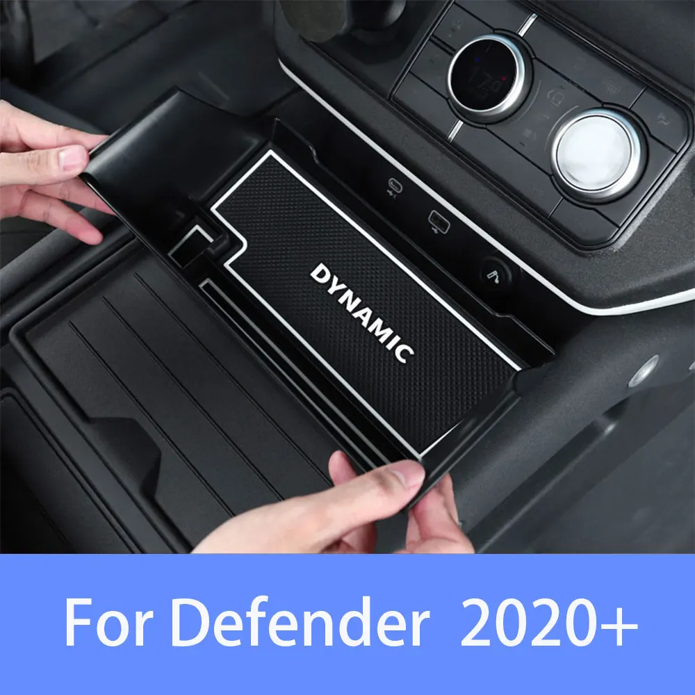 Для Land Rover Defender 90 110 130 2020-2024 Стайлинг автомобиля ABS Черный Автомобильный центральный ящик для хранения Телефонный ящик Автомобильные аксессуары Черный ABS