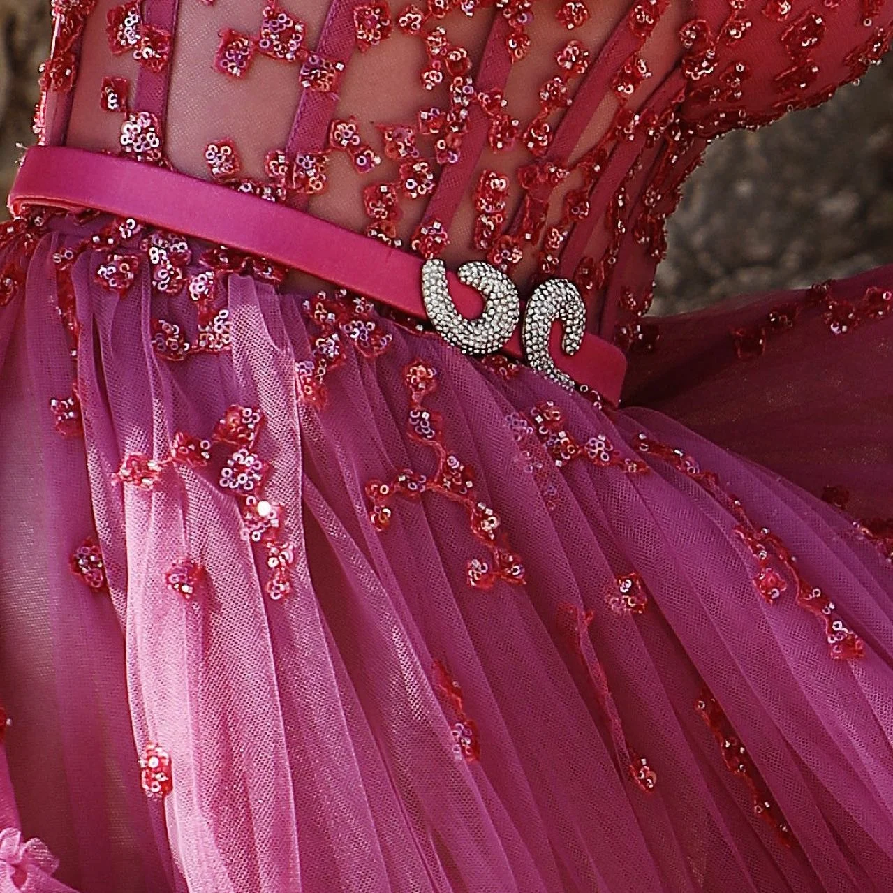 Фото L378Новое поступление Elie Saab Rose Red с длинными рукавами и блестками فساتين السهرة Vestidos de fiesta فساتين سهره вечерние платья №3