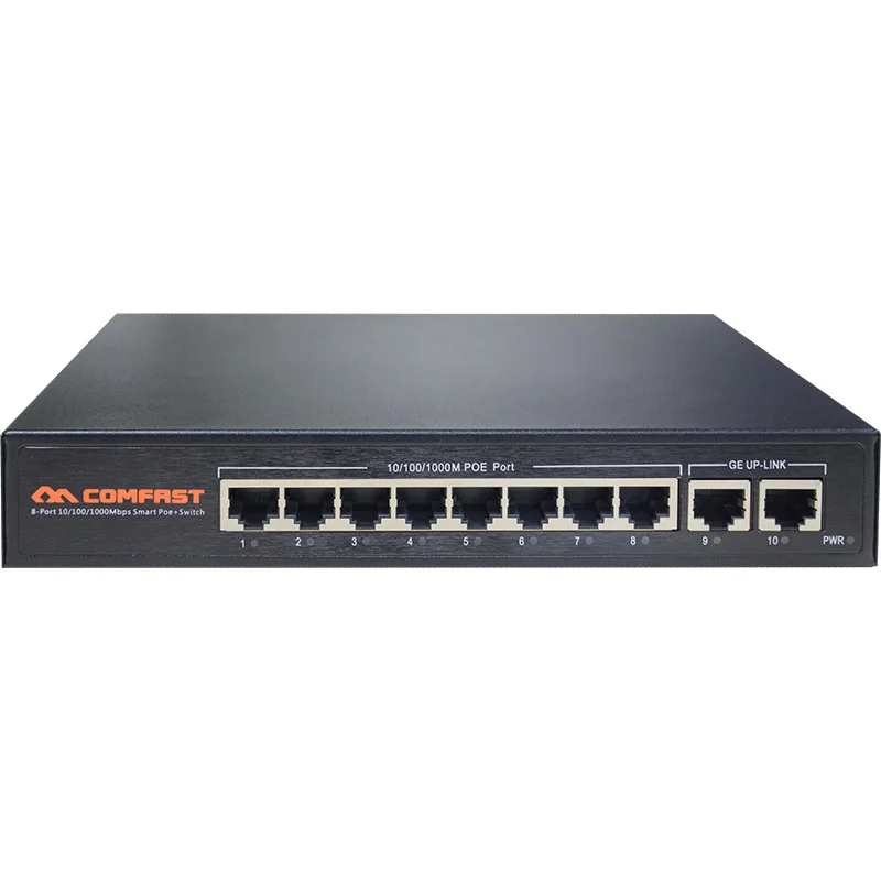 10-портовый гигабитный Comfast CF-SG181P POE Switch, 8 портов POE, высококачественный источник питания 48 в