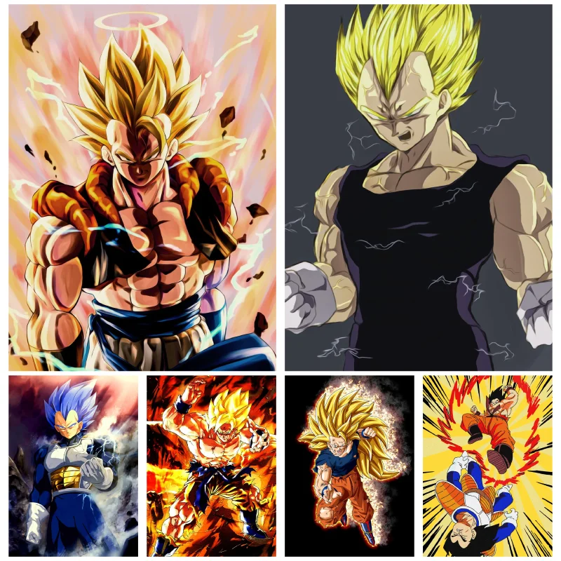 Classic Bandai Canvas Painting Japanese Anime Dragon Ball Gogeta Poster Mural Decoration Picture Wall Art Kids Bedroom Decor