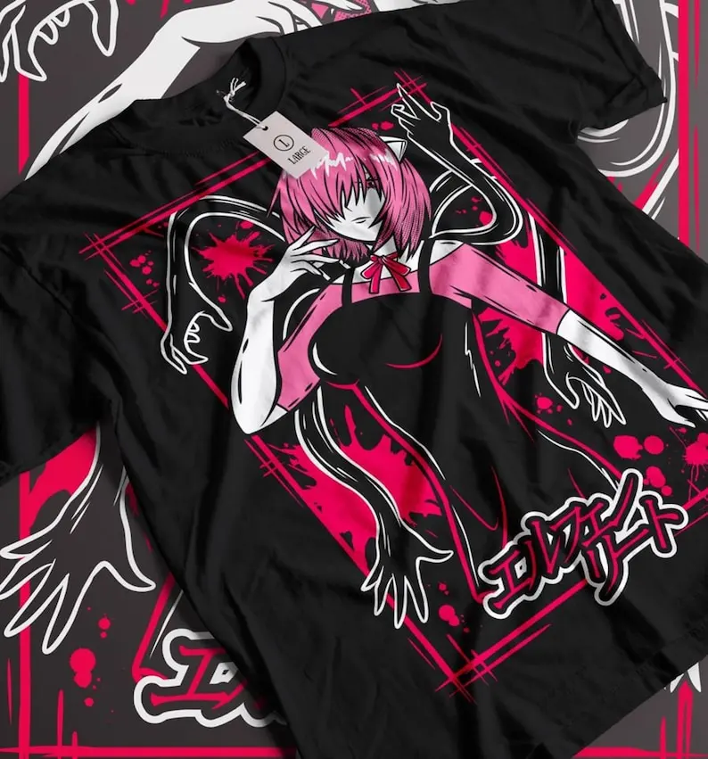 Футболка унисекс Elfen Lied Lucy Anime, Nyu, Kaede Manga Waifu, рубашка, футболка Horror Anime (art.: 3920ca1d0c5de) - 3920ca1d0c5de