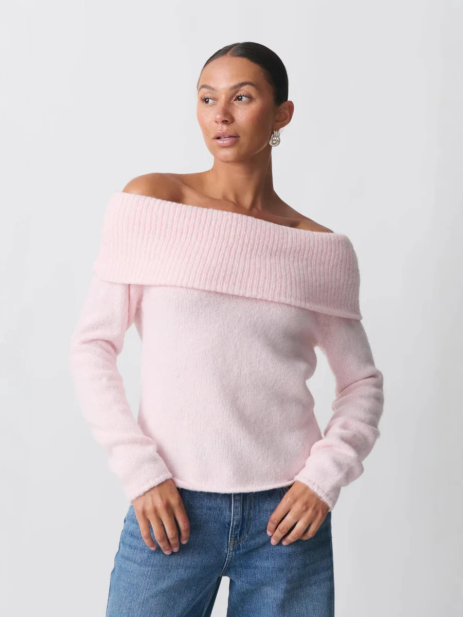 Vrouwen Y2k Off Schouder Trui Relaxed Fit Lange Mouw без бретелек Gebordi Trui Top Sexy Esthetische Herfst Streetwear Свитеры и джемперы