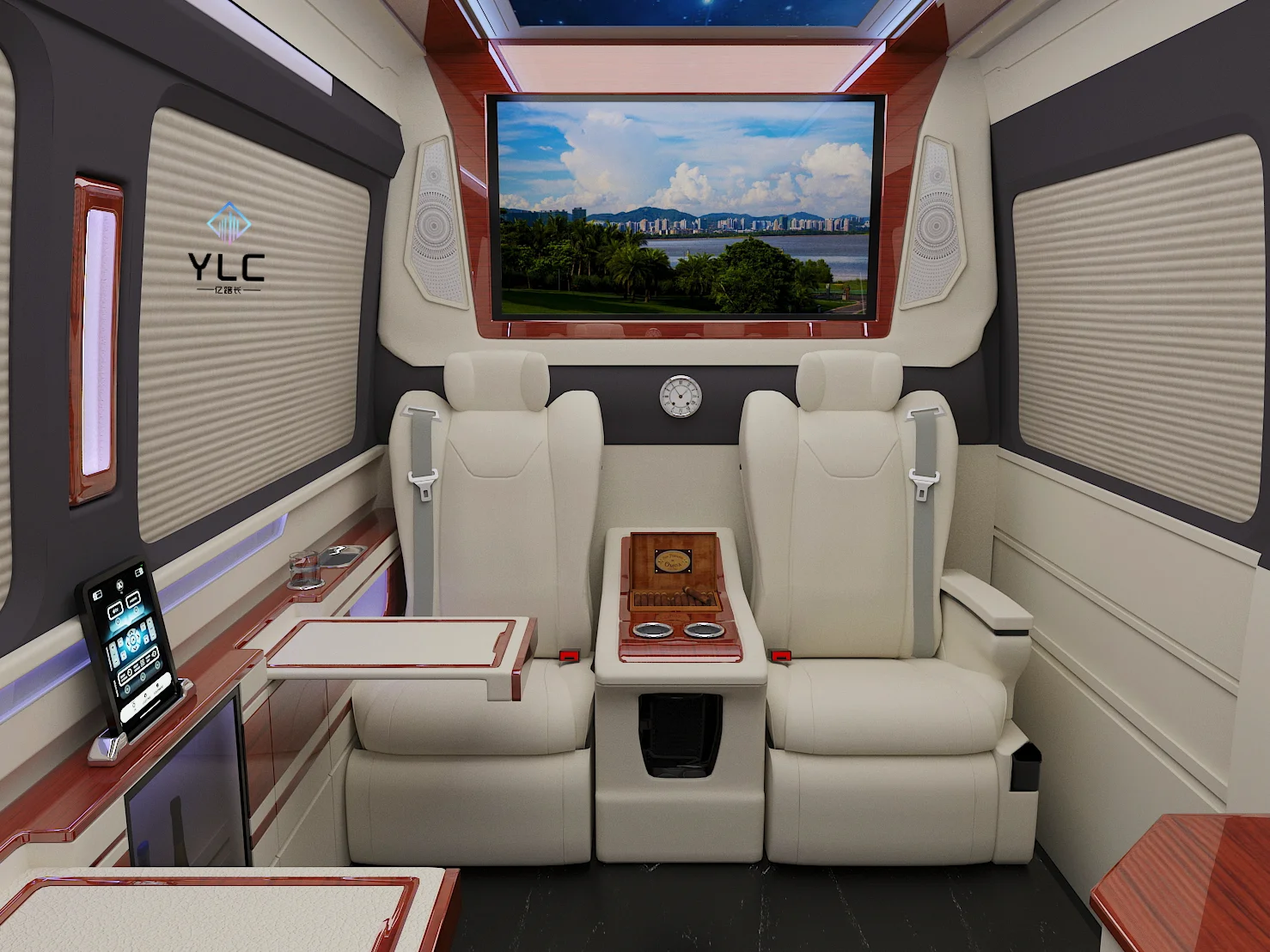 Фото YLC Hiace 7-местный внутренний комплект с электрокреслами VIP-сиденья Телевизор для Toyota Hiace №2
