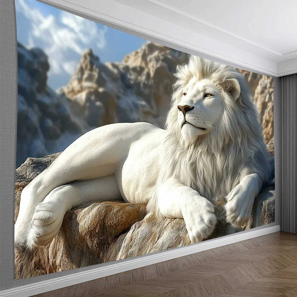 Фото Гобелен Majestic White Lion — идеально подходит для домашнего декора, добавления природе и элегантность вашего живого пространства. №3