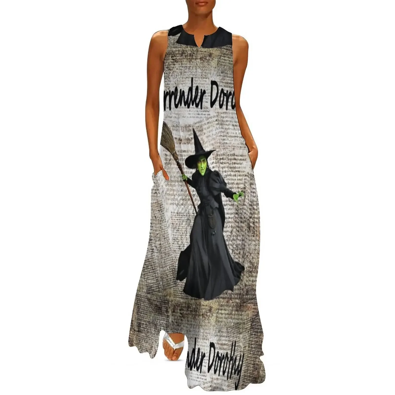 Surrender Dorothy Wicked Witch oz, цифровые смешанные материалы, винтажное искусство от Mysticladyart, маска с принтом, 2020, длинное платье