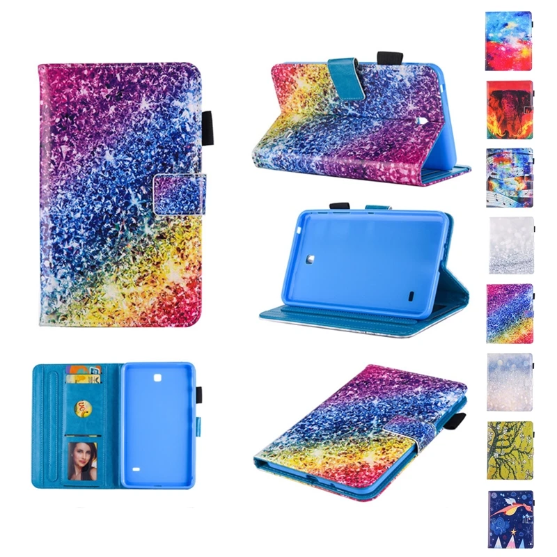 Для Samsung Galaxy Tab 4 7,0 T230 T231 T235 SM-T231 SM-T230 Чехол-подставка Кожаный чехол-кошелек Мягкая задняя крышка Держатель для карт и планшета