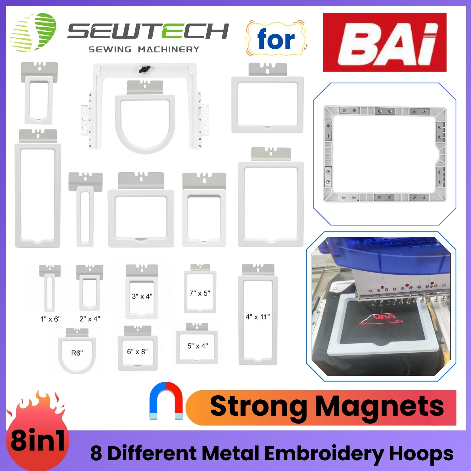 BAI Mirror Vision V22 V22-2 KESI Магнитный многорамный набор для вышивания без колец для карманов рубашек, рукавов, носков, спинки кепок