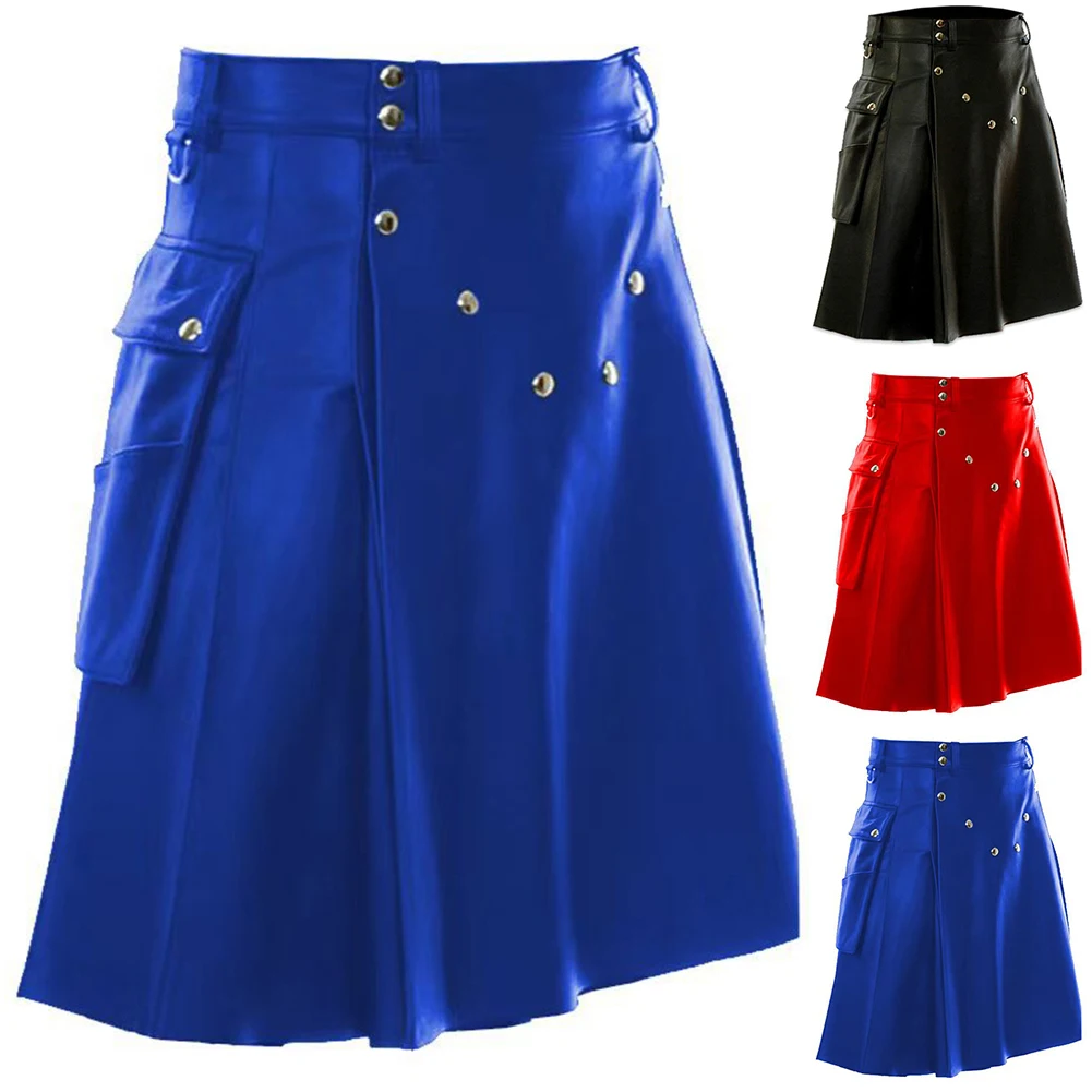 Мужская повседневная юбка Larp Club Kilt, уличная юбка XL 2XL, мужской килт 75, полиэстер, 25 спандекс, однотонный узор Этническая одежда