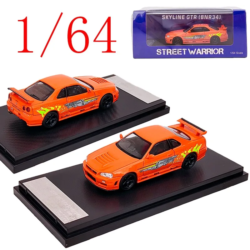 SW, литая под давлением модель автомобиля из сплава Nissan в масштабе 1/64, Nissan GTR BNR34, Z-tune, игровые транспортные средства, игрушки для мальчиков, подарок, оригинальная коробка