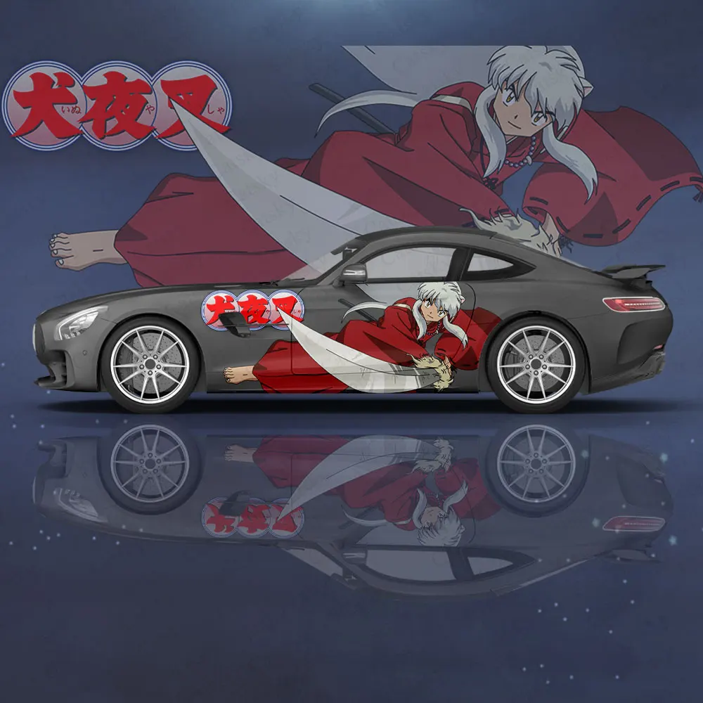Фото Японские Аниме наклейки для кузова автомобиля Inuyasha, 2 шт., универсальные Большие автомобильные наклейки, автомобильные боковые наклейки, универсальные автомобильные наклейки №5