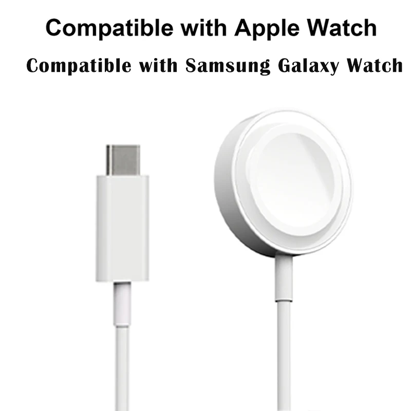 Кабель для часов, беспроводное зарядное устройство для Apple Watch 9 8 7 6 5 4, кабель для Samsung Galaxy Watch, быстрая зарядная станция, зарядный кабель