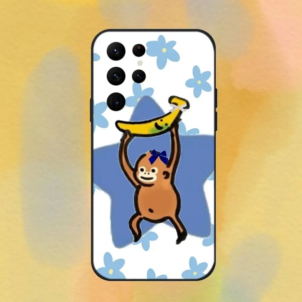 Милый чехол для телефона Funny Monki Monki для Samsung S 25,24,23,22,30,21,10,9,Ultra,Plus,Lite,FE,4,5G, черный мягкий чехол (art.: 3920cffa29b58) - 3920cffa29b58